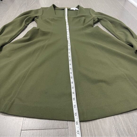 Pearl by Lela Rose Ponte Square Neck Dress Olive Green Long Sleeve A Line 0 Rare - Picture 16 of 16
